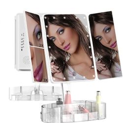 Make Up Small Vanity, Rechargeable Built-in Bluetooth Speaker 