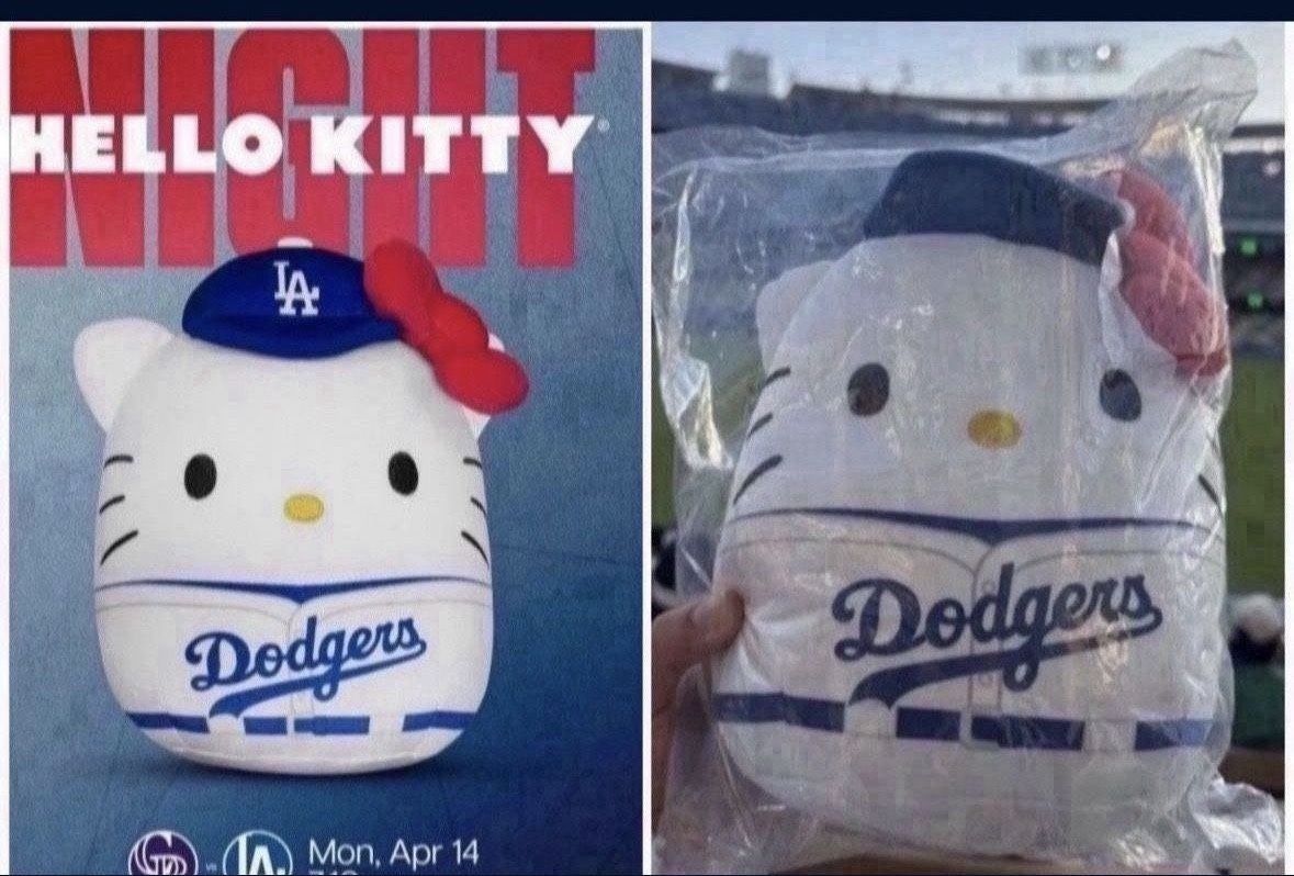 Dodgers Hello Kitty Squishmallow Plush SGA April 2025
