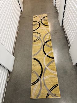 Long Yellow, Gray & Black Runner Rug