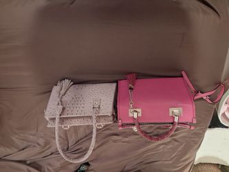 Two Structured Handbags – purple and Pink