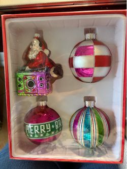FOUR GLASS ORNAMENTS