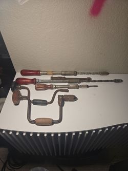 Vintage augur brace drills, Yankee spiral screwdriver
