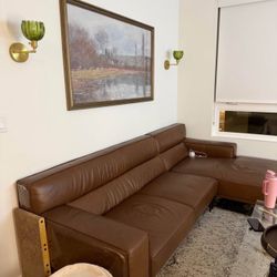 Imported Japanese Nitori Leather Brown Couch