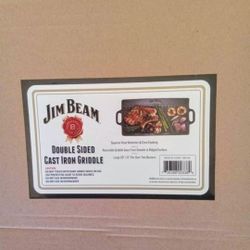 Jim Beam Double Sided Cast Iron Griddle- NEW, Reversible Griddle goes from Smooth to Ridged Surface,, 20" x 9", Superior Heat Retention & Even Cooking