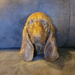 Vintage Bassett Hound Chalkware Handmade Wall Decor Figurine