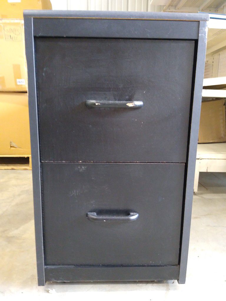 2 Drawer Black Laminate Wheeled File Cabinet 