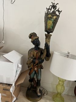 Lovely Antique Blackamoor Table Lamp