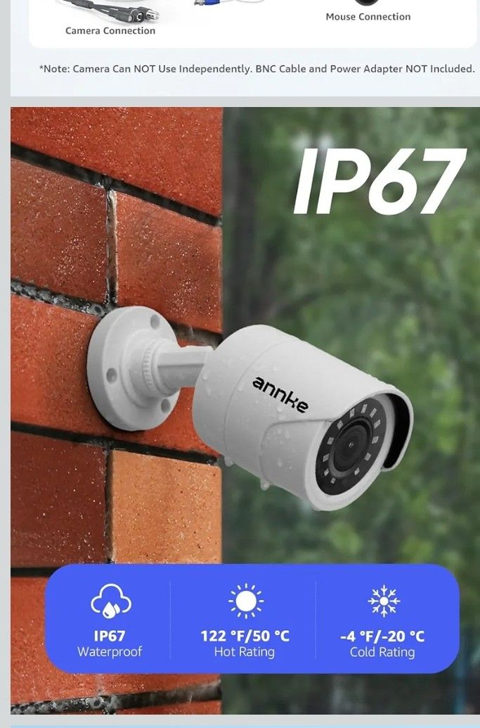 ANNKE 1080p Security Camera 4-in-1 CCTV Bullet Wired Cam, AHD/TVI/CVI/CVBS, Analog Surveillance Video Add–On Cams for Outdoor Use, 100ft Clear B & W N