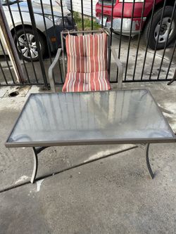 Glass Table and Patio Chair