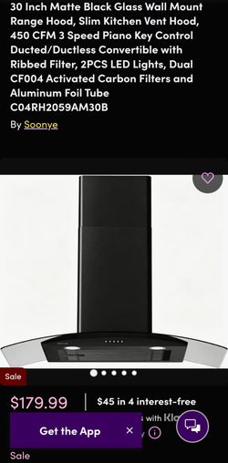 Soonye 30 Inch Matte Black Glass Wall Mount Range Hood