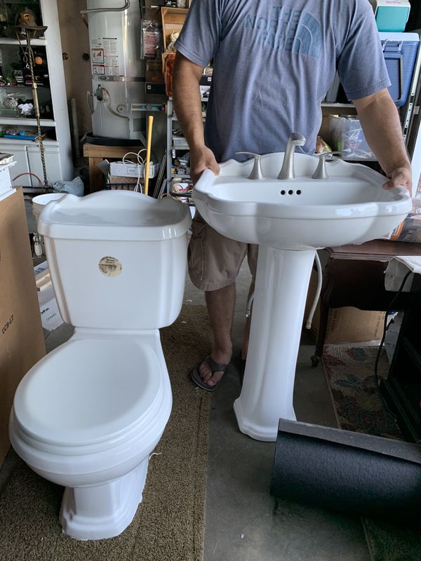 American standard pedestal sink with matching toilet. for Sale in