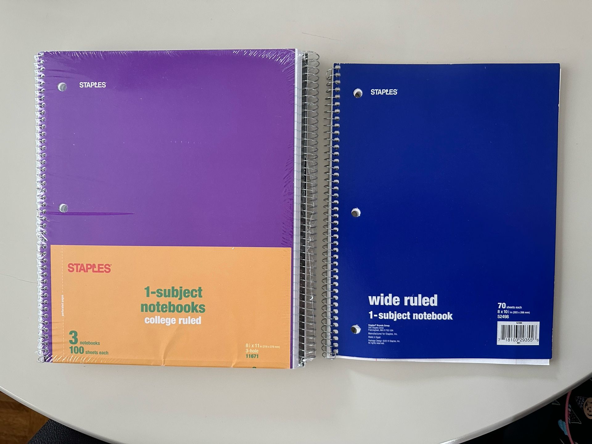 4 Staples 1 Subject Notebooks New