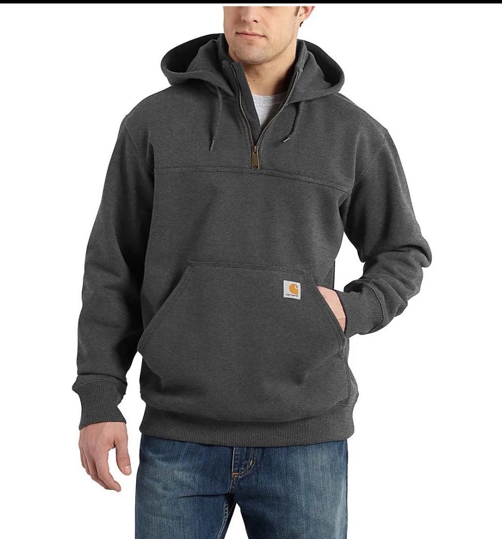 NWT Men’s Carhartt Rain Defender Loose Fit Heavyweight Quarter Zip Gray Medium