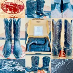 LUCCHESE M1636.S54 Belly Crocodile Boots Black - Like New - Men Size 10EE