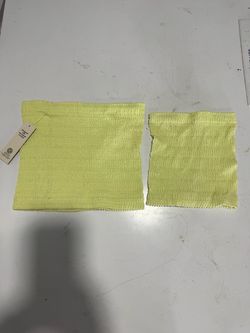 Yellow Smocked Tube crop top and Mini Skirt Set