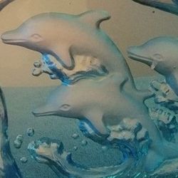 🌺 Blue Dolphin Etched Sea Glass 🌺