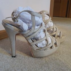Beige High Heel Shoes Size 4