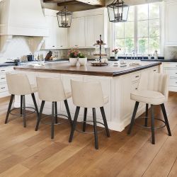 Linen Fabric Swivel Barstool Set Of 4 