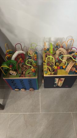 Wooden Activity Cube Bead Maze Toys – Set of 2