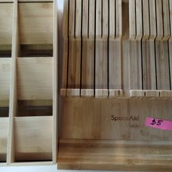 Space Aid Brand Drawer Organizers, Knife Holder, Utensil Holder, Spring Loaded Drawer Dividers