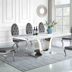 Paris Collection 7 PCS Marble table top dining set-available in 4 colors  3389.00  Free Delivery 🚚 