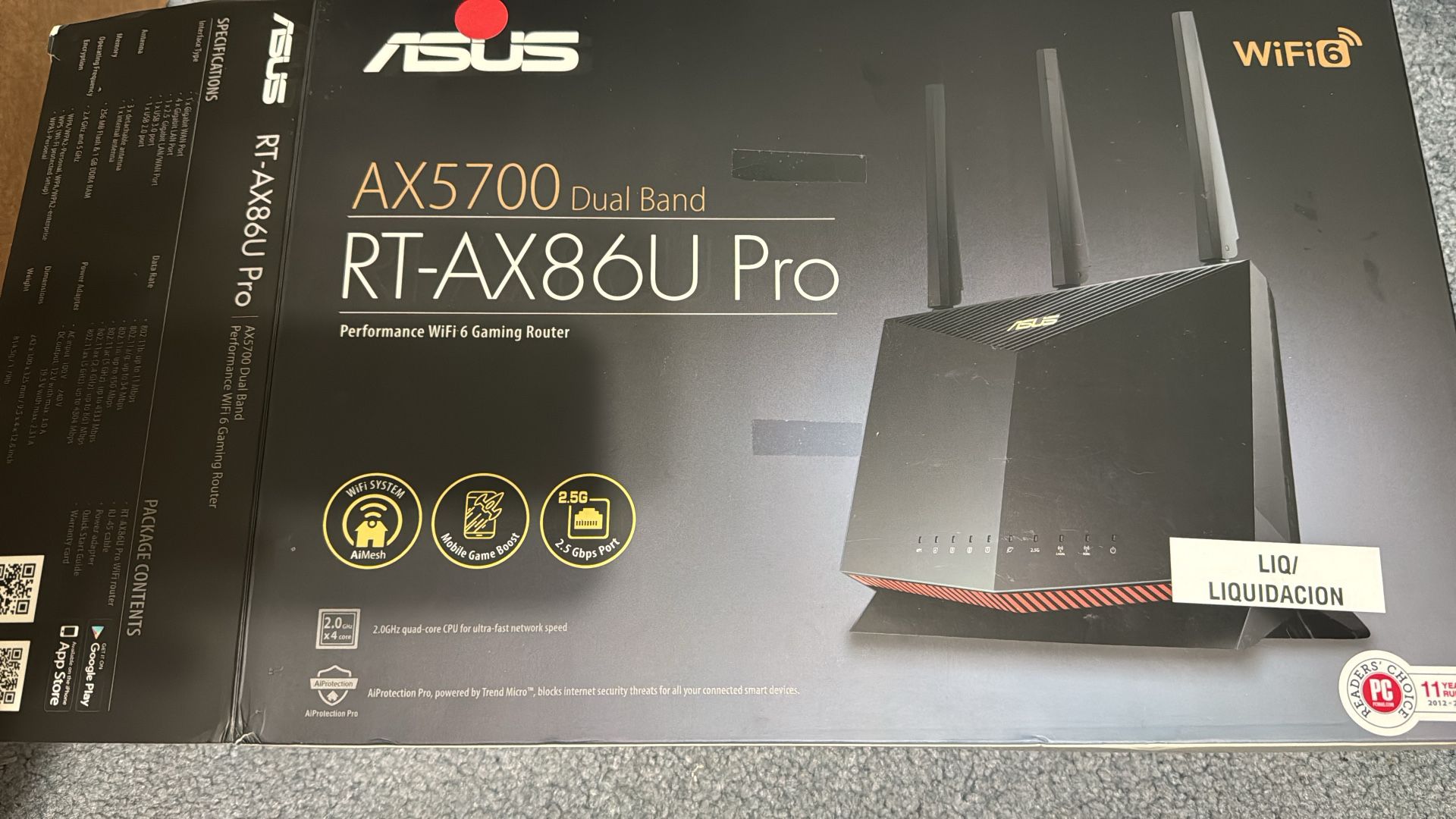 ASUS RT-AX86U Pro (AX5700) Dual Band WiFi 6 Extendable Gaming Router, 2.5G Port, Gaming Port, Mobile Game Mode, Port Forwarding, Subscription-free Net