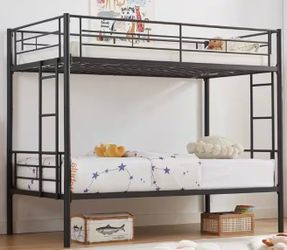 Black Metal Twin-Over-Twin Bunk Bed