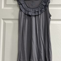 Gap Gray Sleeveless Ruffle Collar Tank Top - Size Small - VGUC