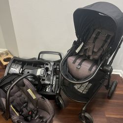 Evenflo Pivot Modular Travel System with LiteMax Infant Car Seat, Casual Grey