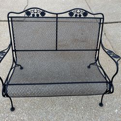 Outdoor Patio Furniture Woodard Briarwood Wrought Iron Black Bench High Back