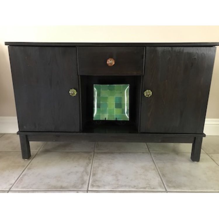 IKEA Dark Brown customized Credenza / Buffet Table / Entry Table with 2 Cabinets and 1 Drawer