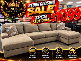 3-Piece Sectional Sofa with Double Chaise