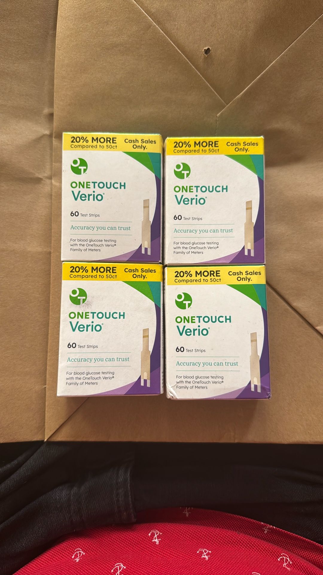 4 One Touch Verio 60 Strips (240 Strips Total)