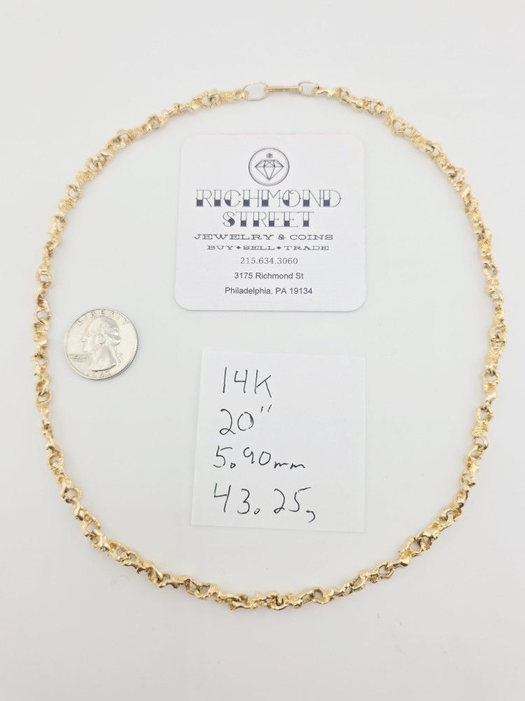 14k gold 20" nugget link chain