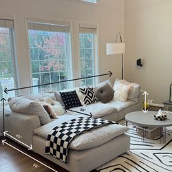 Arhaus Tahoe 4-Piece Sectional Cloud Couch – Empire Dove Fabric + Coffee Table
