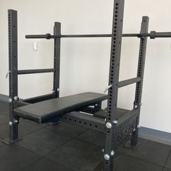 Rogue Westside Bench 2.0 With Optional Spotter Deck And Black Olympic Bar