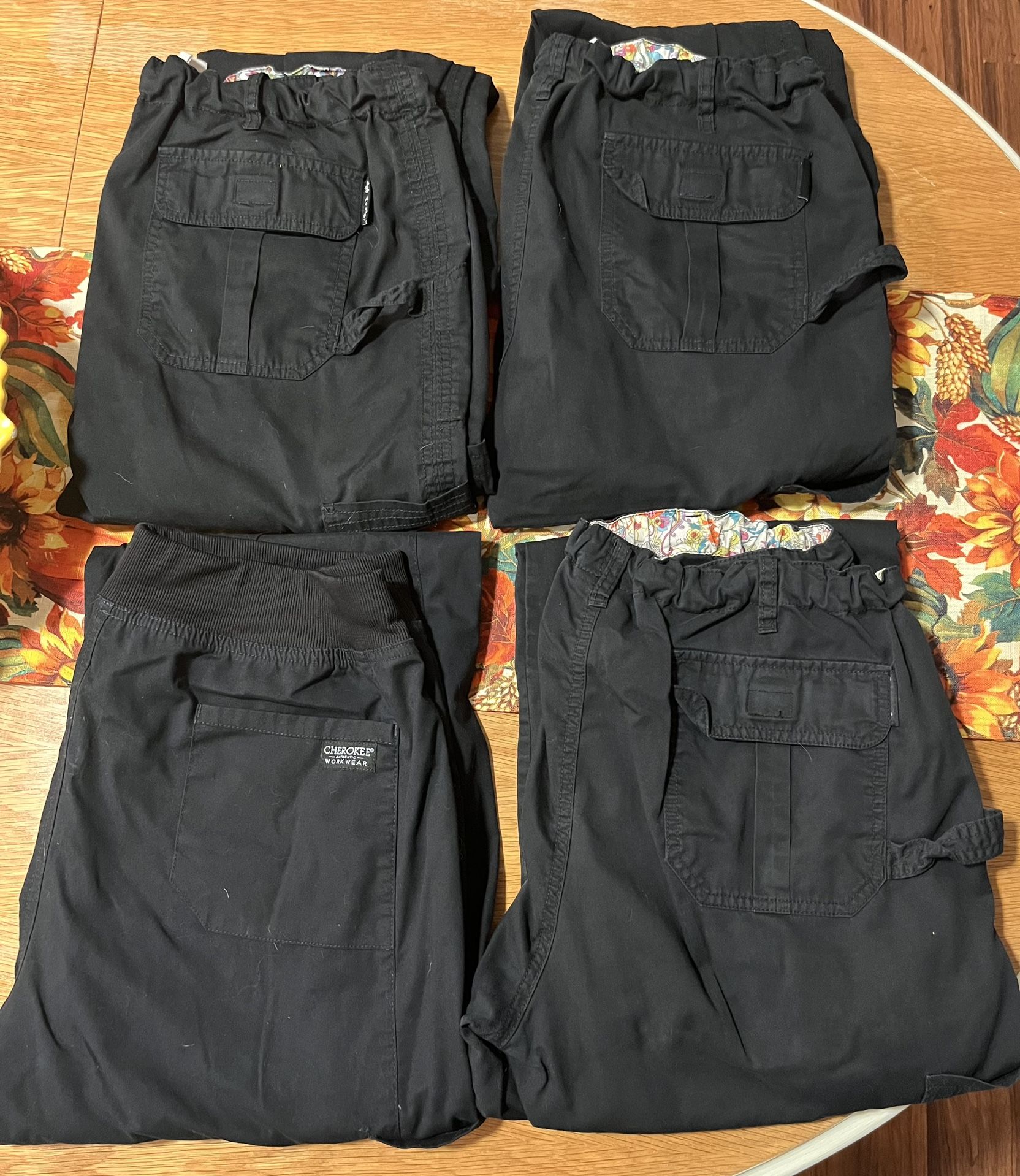 4 Pairs Black Scrub Pants, Koi X3 and Cherokee X1