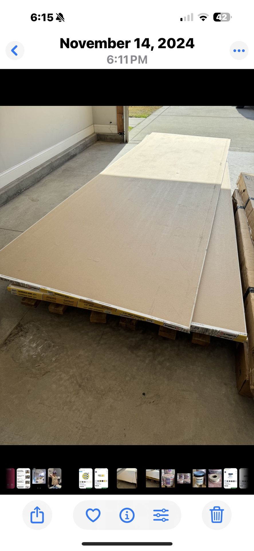 4’ x 12’ sheet rock for sale six sheets. Mud and tape.