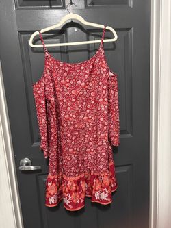 Red Floral Cold-Shoulder Mini Dress