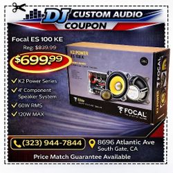 Focal K2 Power Series ES 100 KE 4" Component Speaker System 120 Watts 🚨 Payment Options Available 🚨 No Credit Needed 🚨 