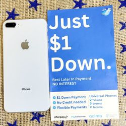 Apple IPhone 8 Plus 64gb  Unlocked, FREE Smartwach/ Headphones. Pay $1 Today Rest in payments. NO CREDIT NEEDED FINANCING