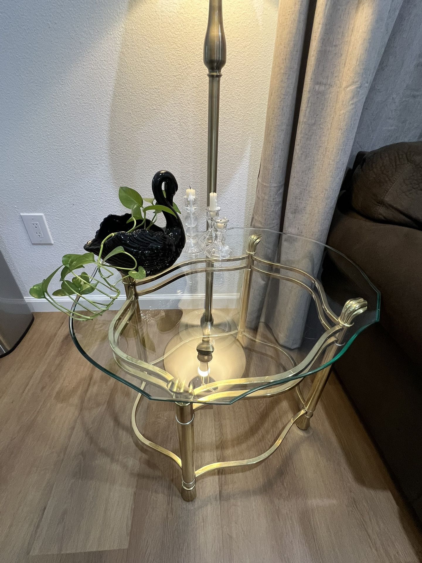 Gorgeous vintage gold glass table