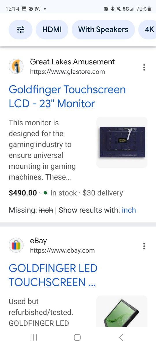 22" Goldfinger touch screen monitor Normally About  $500