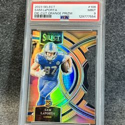🦁 2023 Sam LaPorta ROOKIE Orange Die Cut /399 PSA 9!! 🦁