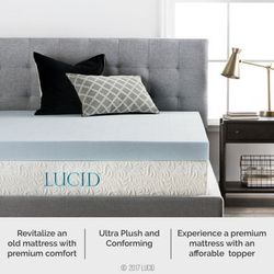 Lucid 4 Inch Gel Memory foam Mattress Topper Cal King