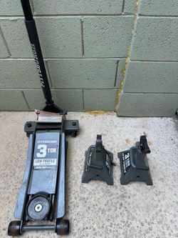 Pittsburgh floor jack and two stands 3ton