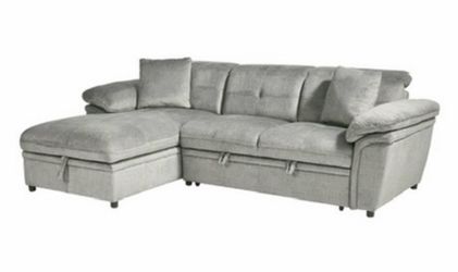 Gray Fabric Sectional Sleeper with Storage Chaise
