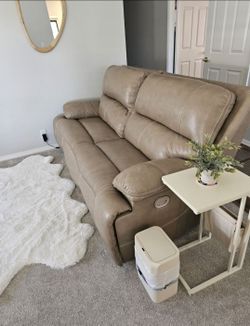 Leather Power Sofa Dual Recliner