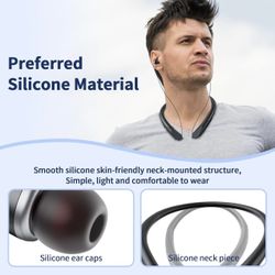 Bluetooth Headphones, 150H Playtime Wireless Bluetooth Earbuds w/Mic in-Ear Magnetic Neckband Earphone, IPX7 Sweatproof Deep Bass Headset for Home, Tr