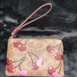 Coach Tan Cherry Wristlet
